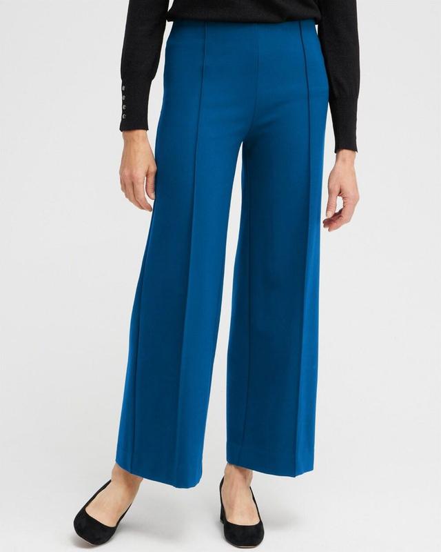 Ponte Pintuck Wide Leg Ankle Pants Product Image