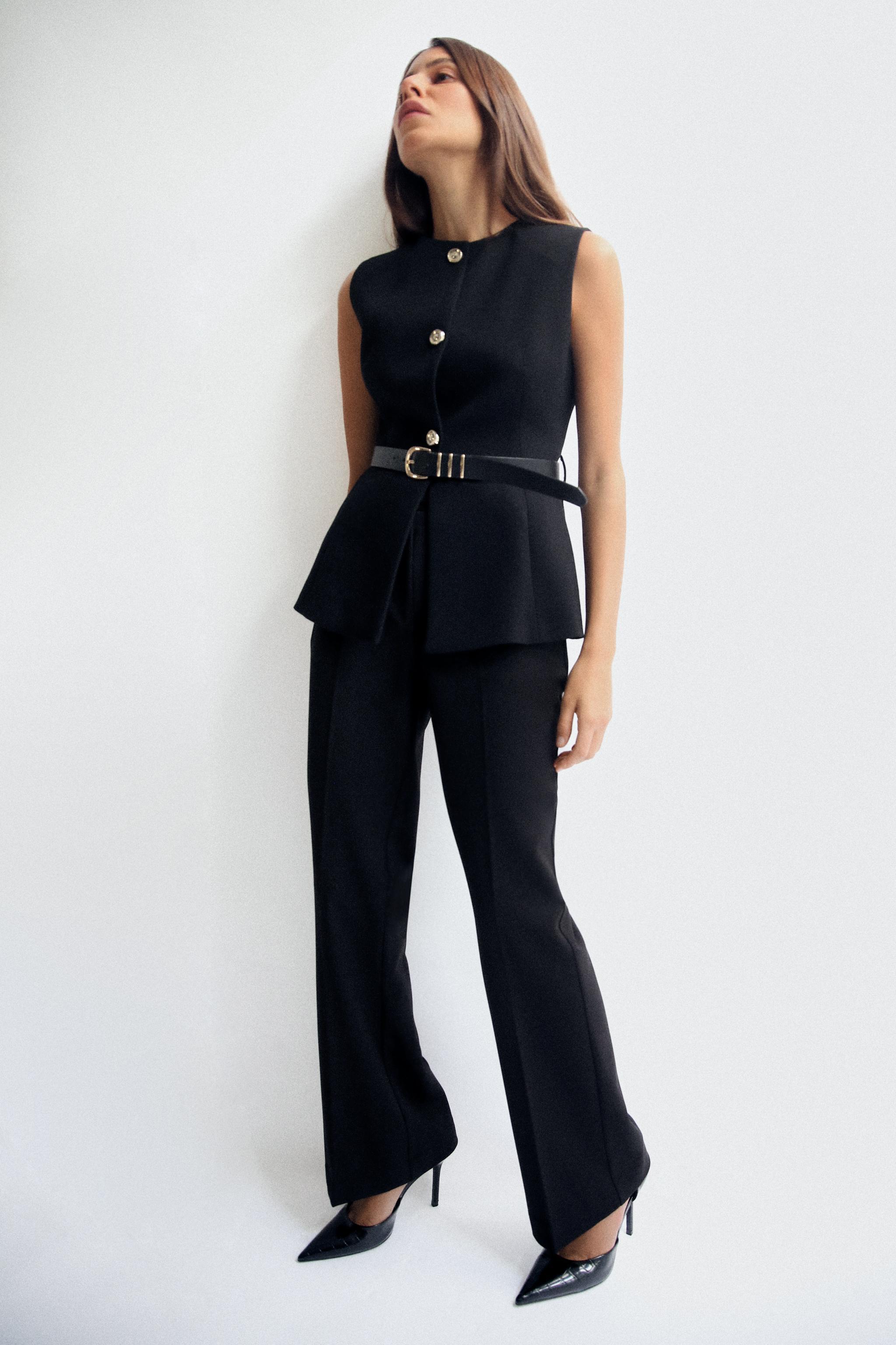 FLARED HIGH-WAISTED PANTS Product Image