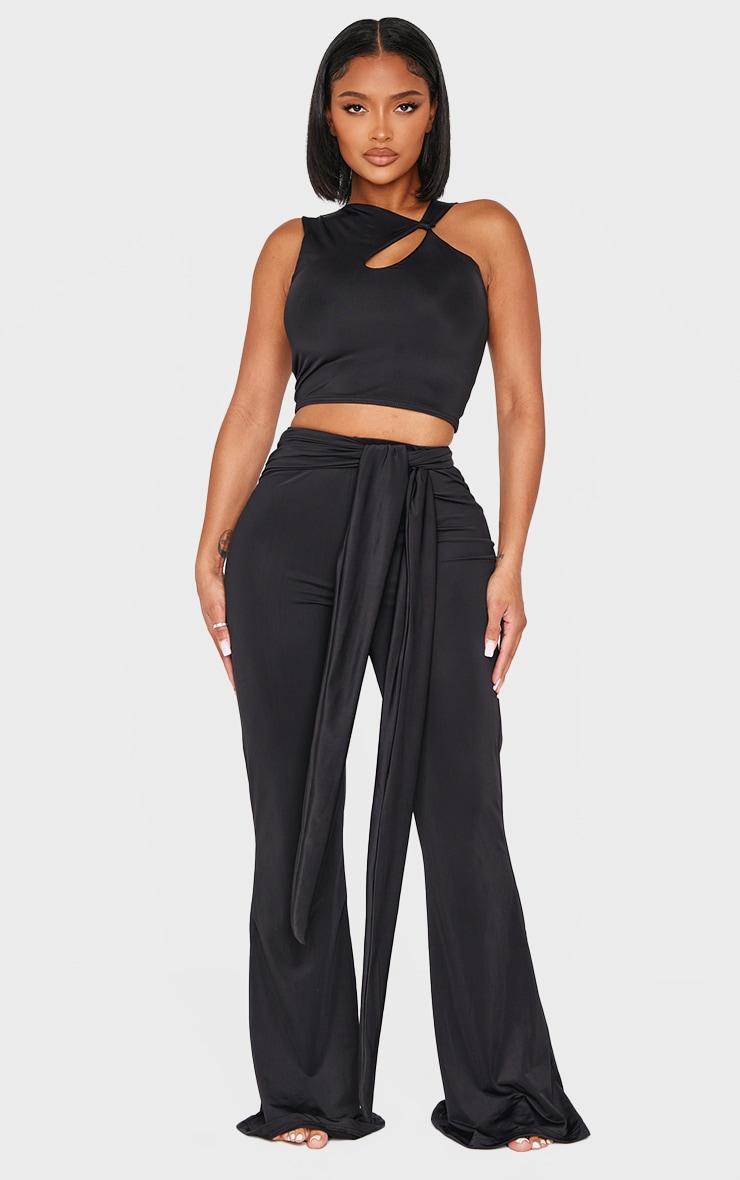 Shape Black Sculpt Twist Shoulder Crop Top Product Image