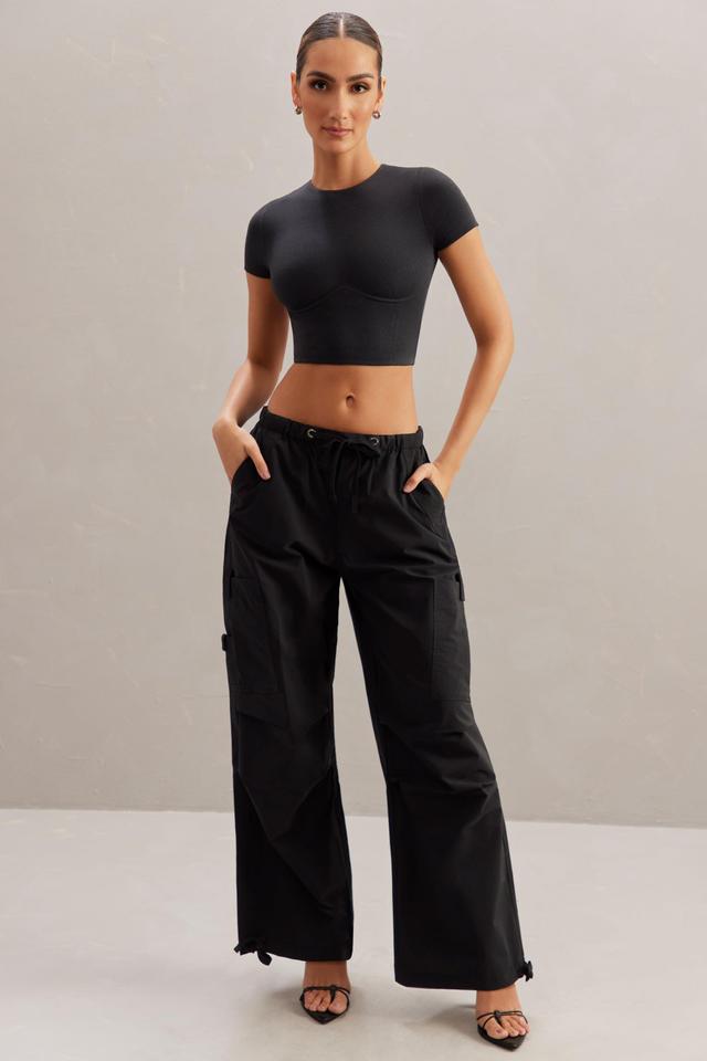 Wide Leg Cargo Trousers in Black Female Product Image