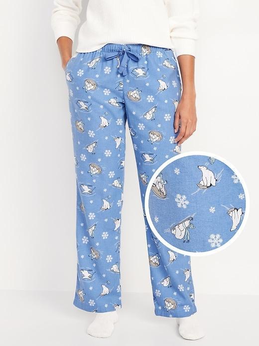 Mid-Rise Printed Flannel Pajama Pants Product Image