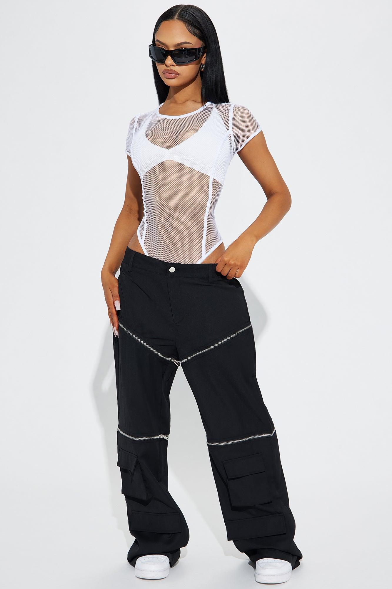 Caught Up On You Fishnet Bodysuit - White Product Image