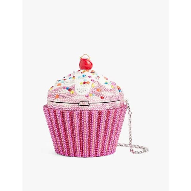 Cherry Cupcake Crystal Clutch In Silver Fuchsia Multi Product Image