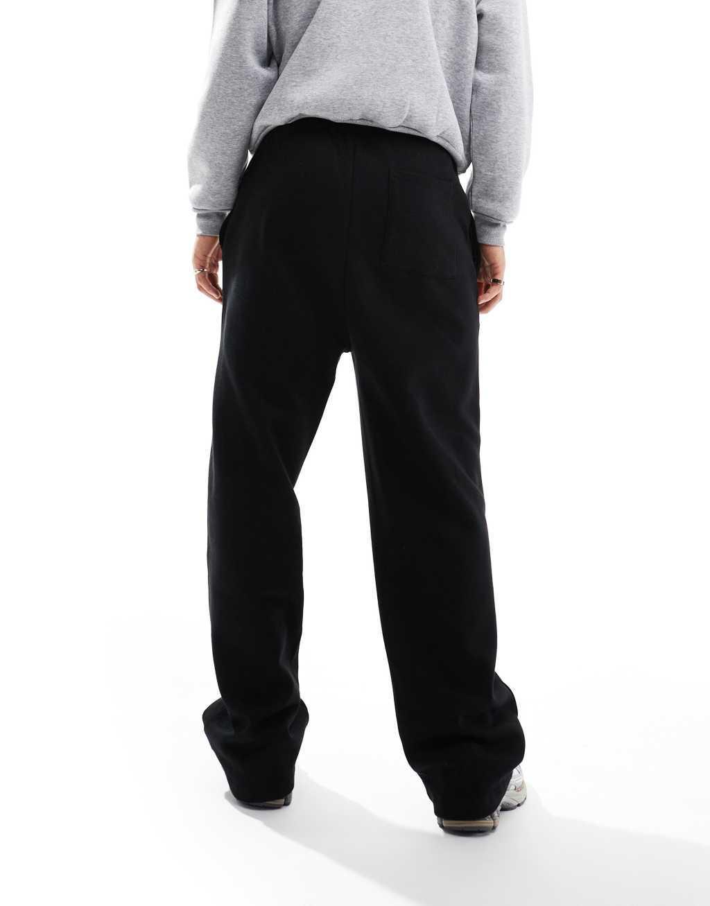 ASOS DESIGN wide leg sweatpants with pintucks in black Product Image