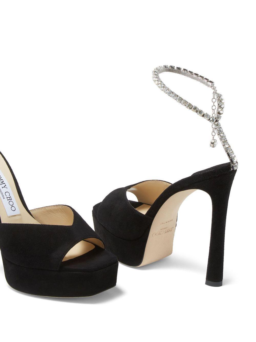 JIMMY CHOO Saeda 125 Suede Sandals In Black Product Image