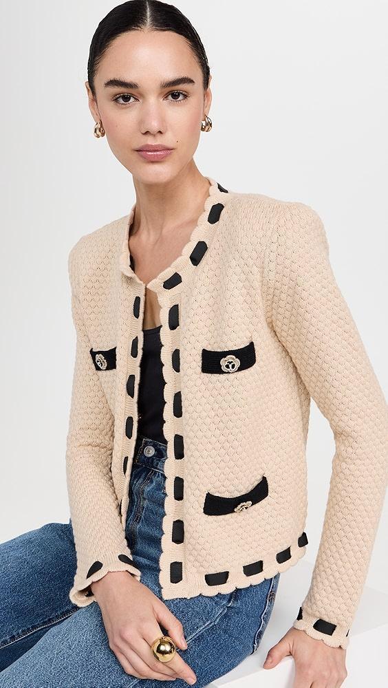 L'AGENCE Astor Contrast Trim Cardigan | Shopbop Product Image