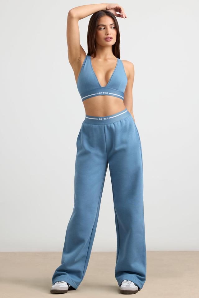 High-Waist Straight-Leg Joggers in Steel Blue Product Image