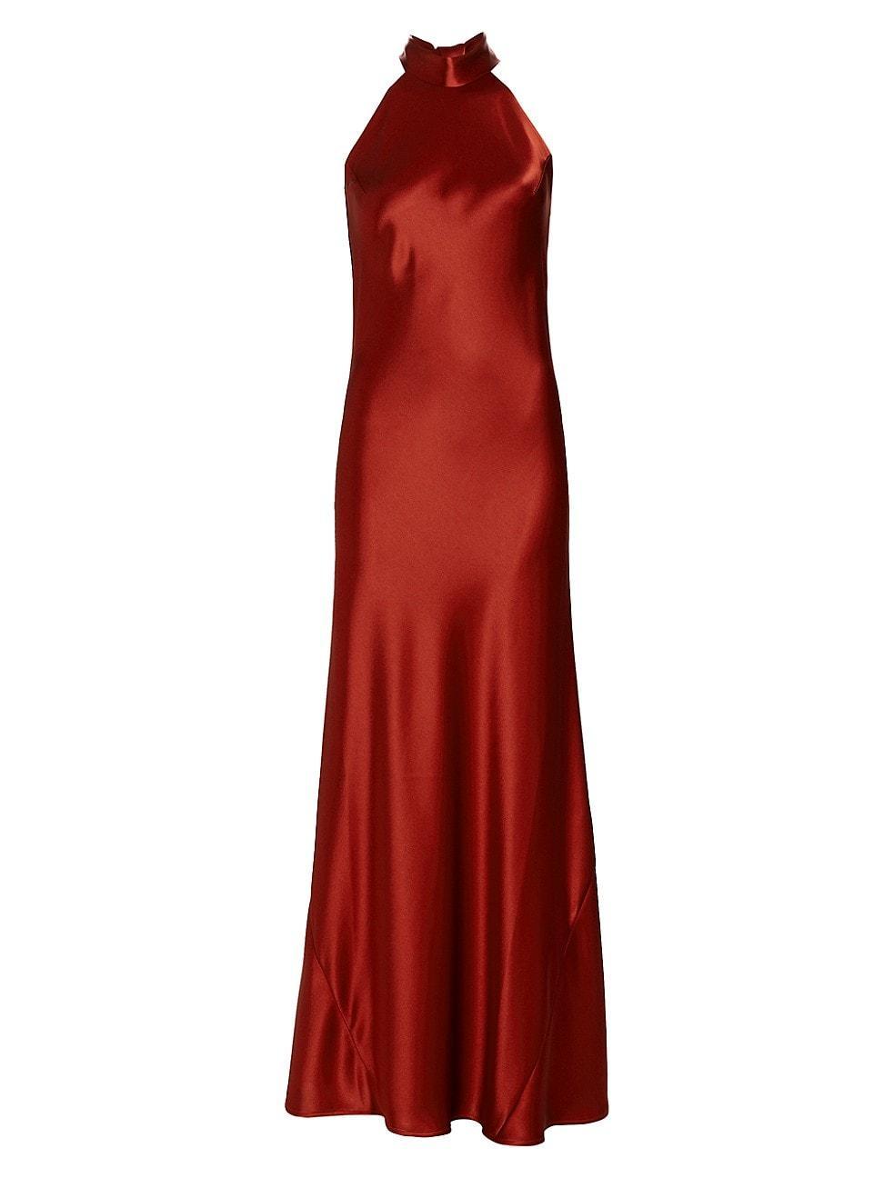 Womens Sienna Satin Halterneck Gown Product Image