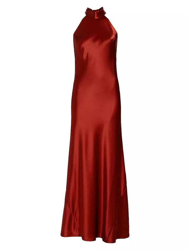 Womens Sienna Satin Halterneck Gown Product Image