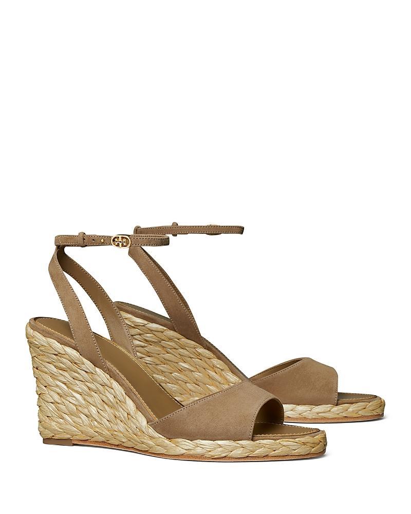 Tory Burch Womens Double T Ankle Strap Espadrille Wedge Sandals Product Image