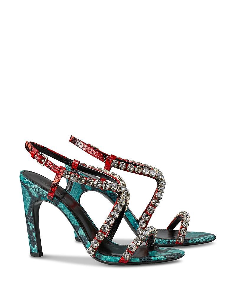 Tory Burch Crystal Snakeskin Embossed Strappy Sandal Product Image