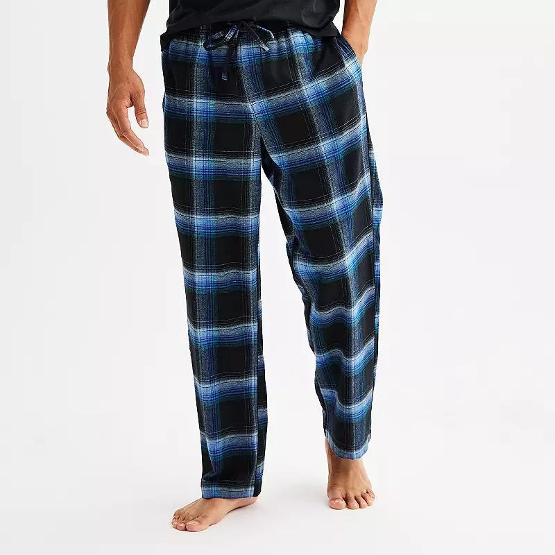 Mens Sonoma Goods For Life Flannel Drawstring Pajama Pants Iron Ore Plaid Product Image