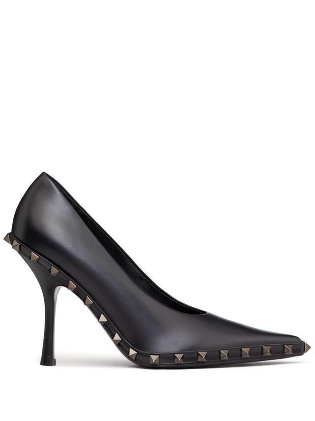 Rockstud 100mm Leather Pumps In Black Product Image