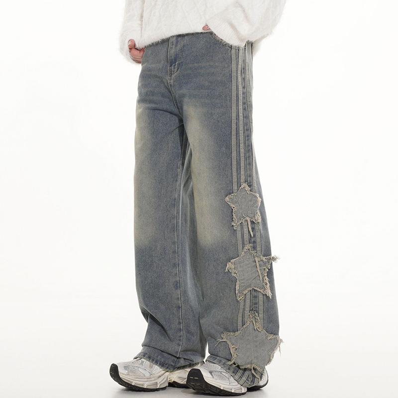 Vintage Street Star Patch Patchwork Jeans Product Image