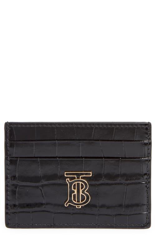 Womens TB Croc-Embossed Leather Card Case Product Image