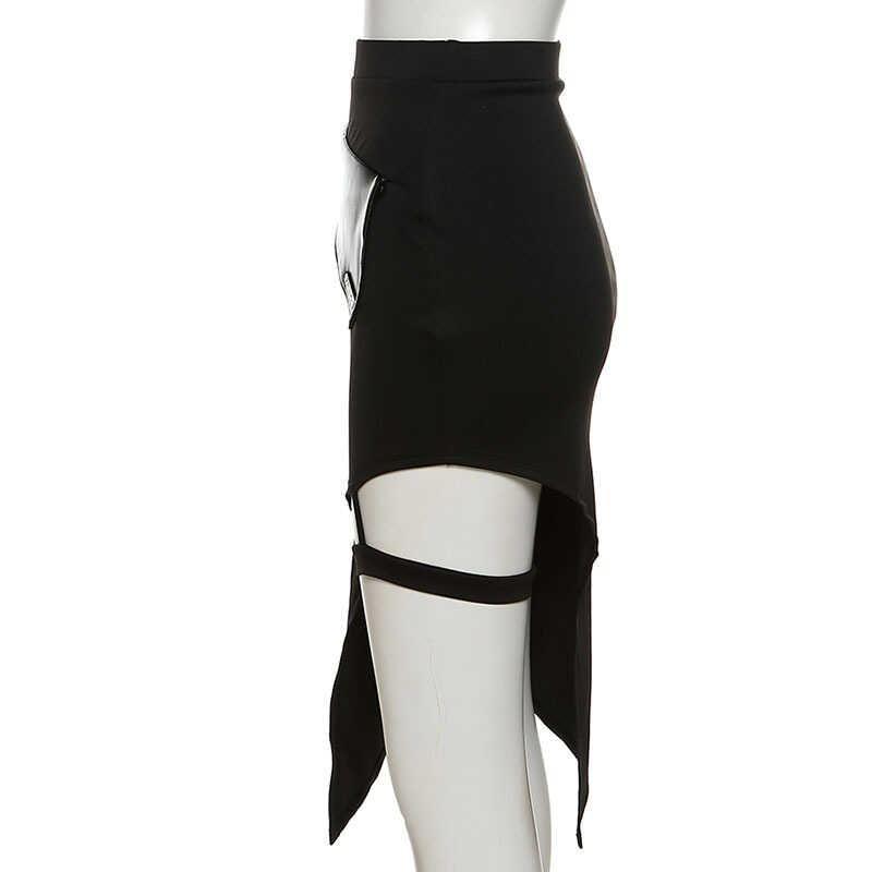 High Rise Plain Asymmetrical Pencil Skirt Product Image