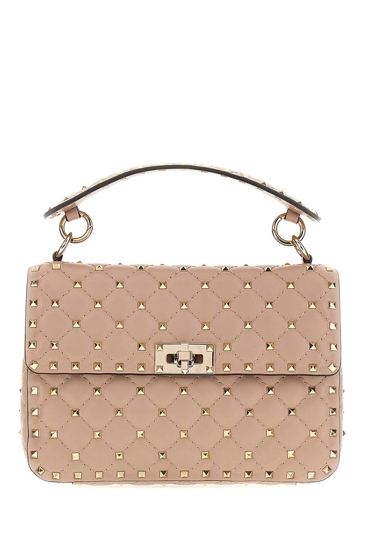 VALENTINO GARAVANI Antique Pink Nappa Leather Medium Rockstud Spike Handbag In Poudre Product Image