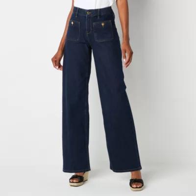 Liz Claiborne Womens Mid Rise Wide Leg Jean Product Image