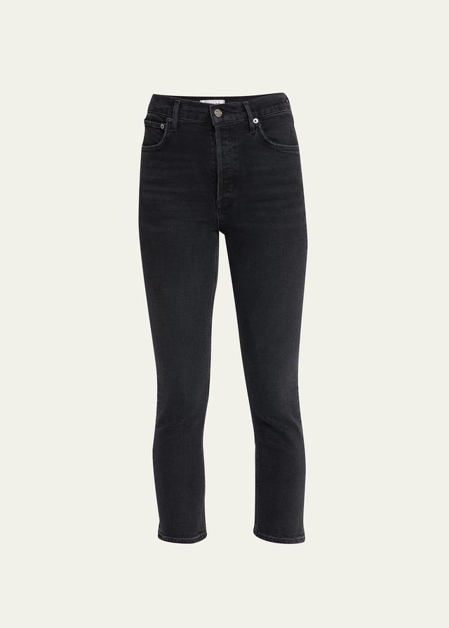 AGOLDE Riley High-Rise Straight Crop Jeans By AGOLDE in Black Size 29 Product Image