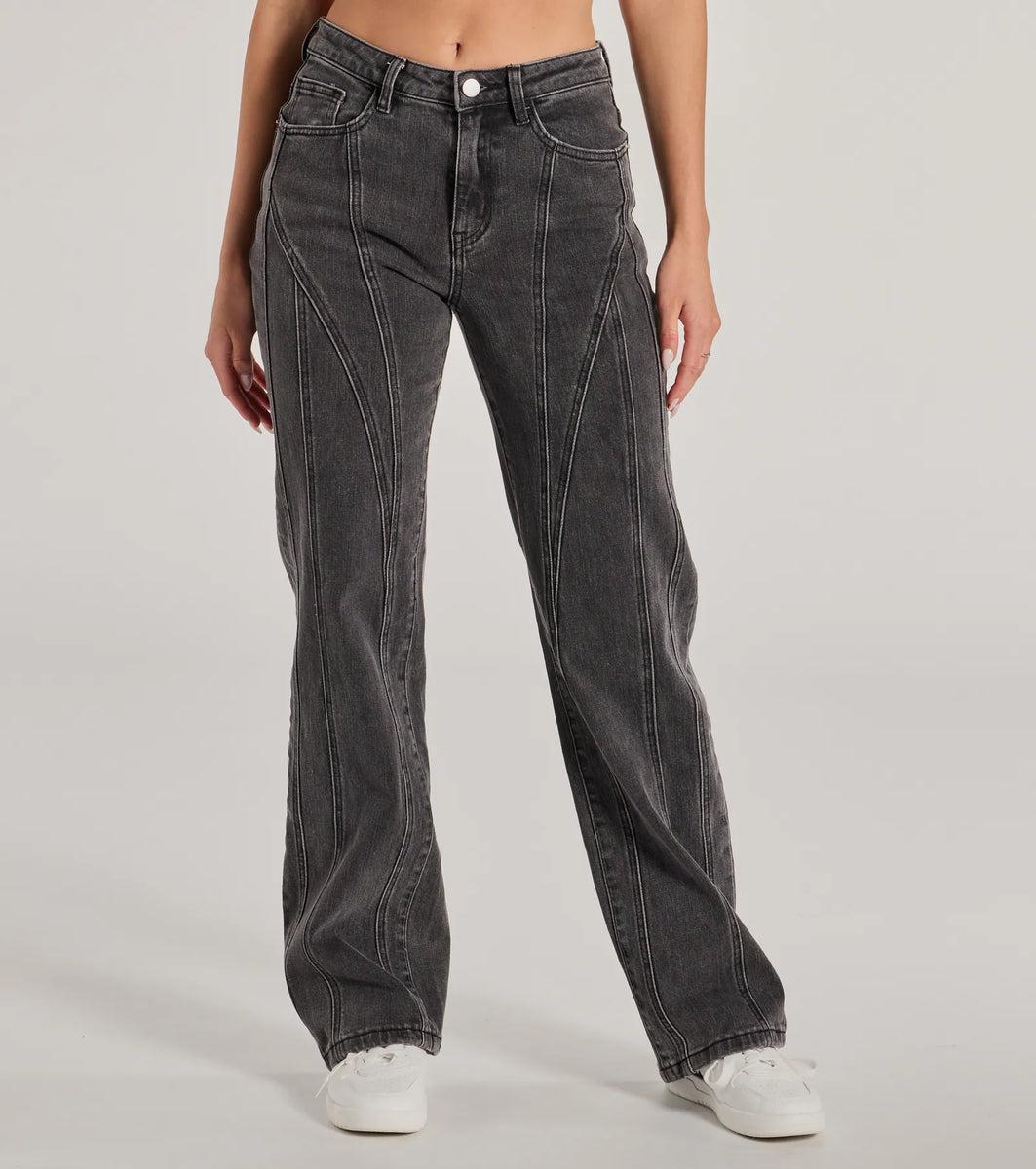 Make A Seam High-Rise Straight Leg Denim Jeans product image