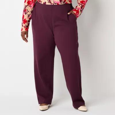 Liz Claiborne-Plus Audra Tailored Ponte Straight Fit Straight Trouser Product Image