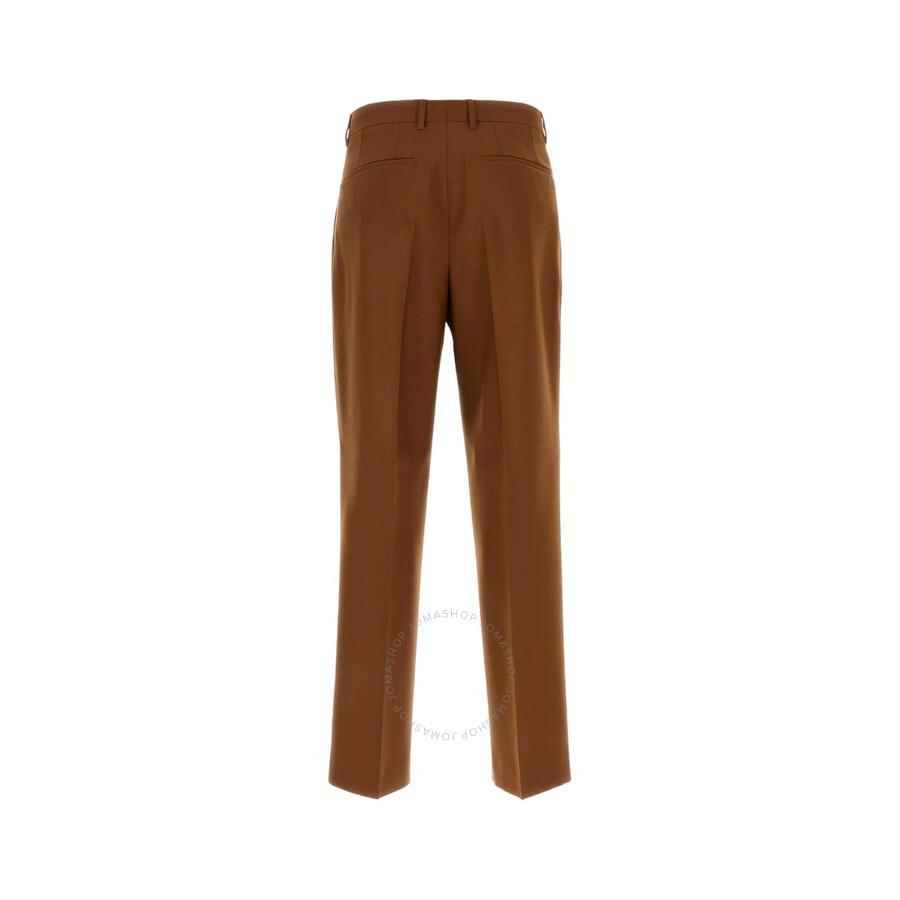 Pleated Wool Trousers With Belt Loops In Brown Product Image