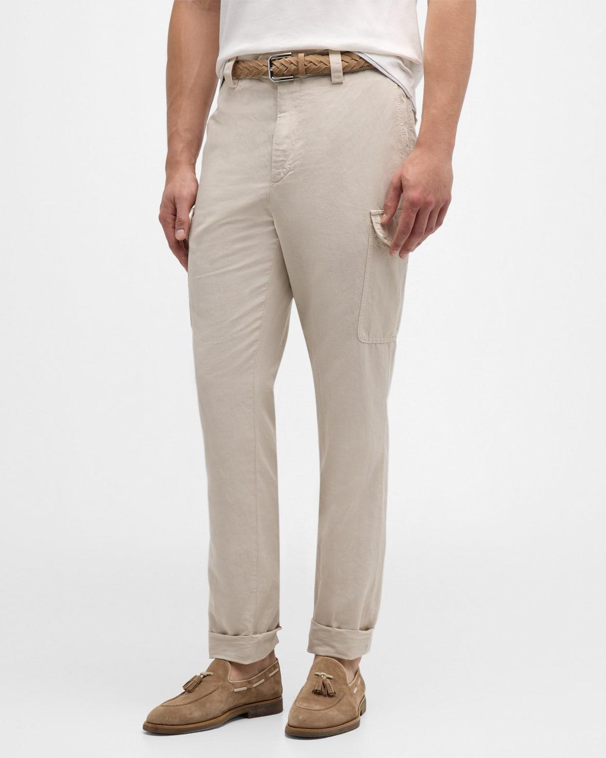 Mens Dyed Cotton-Linen Cargo Pants Product Image