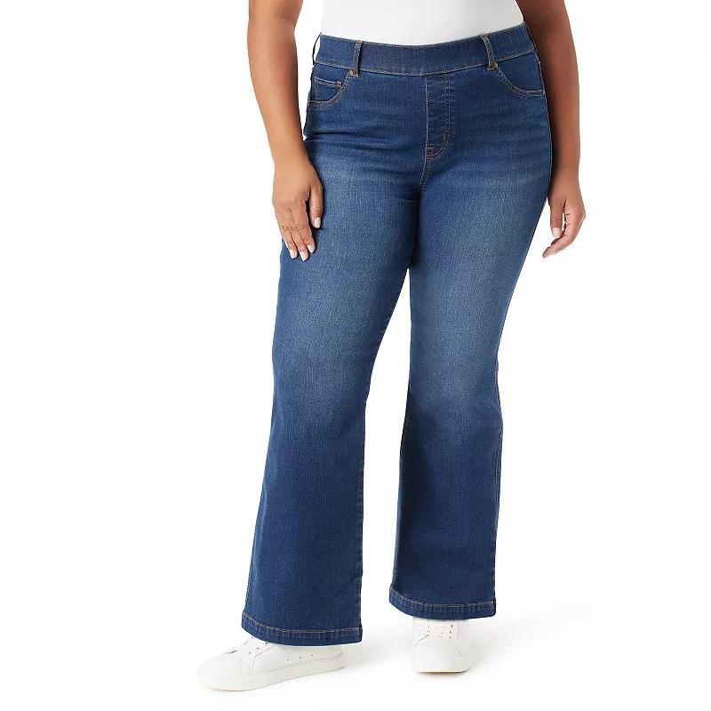 Plus Size Gloria Vanderbilt Shape Effect Pull On Flare Jeans, Womens Product Image