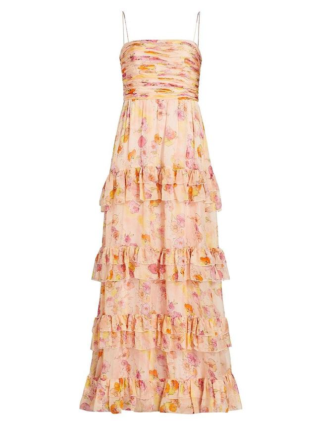 Womens Mallory Silk Floral Tiered Gown Product Image