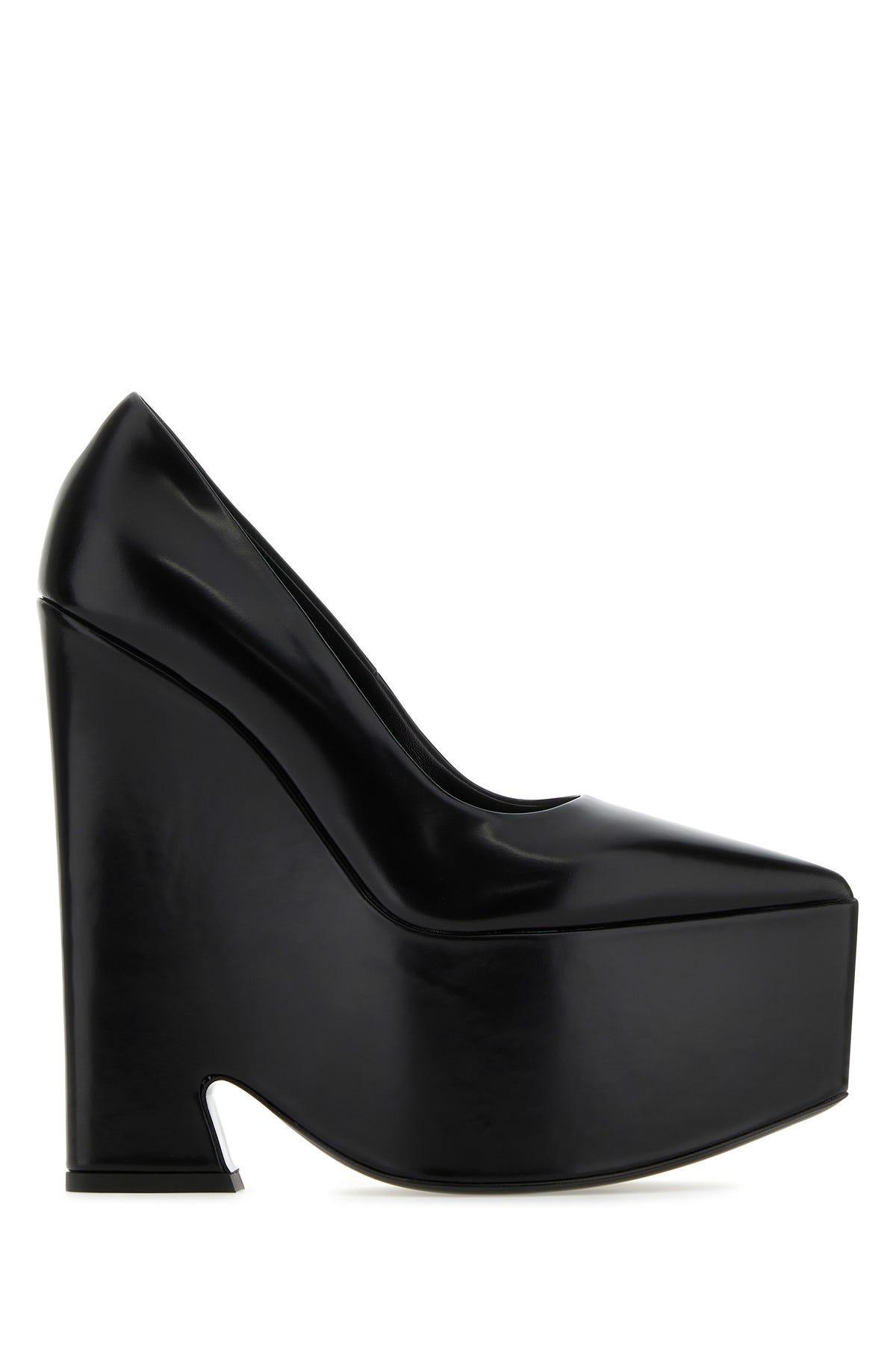 Leather Platform Pumps In Black Product Image