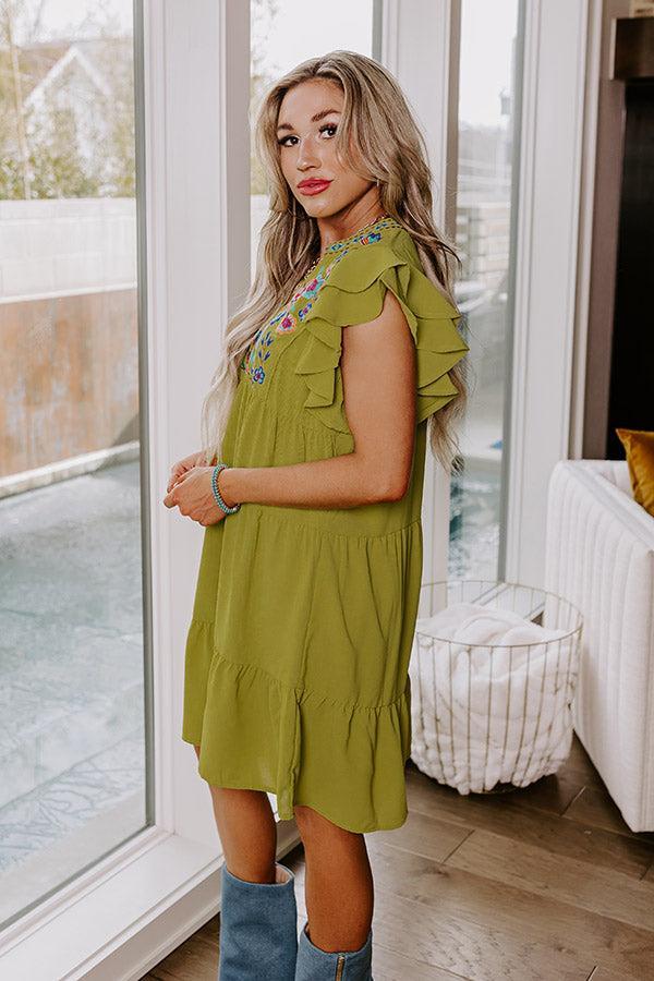 Hidden Bungalow Embroidered Dress In Lime Product Image