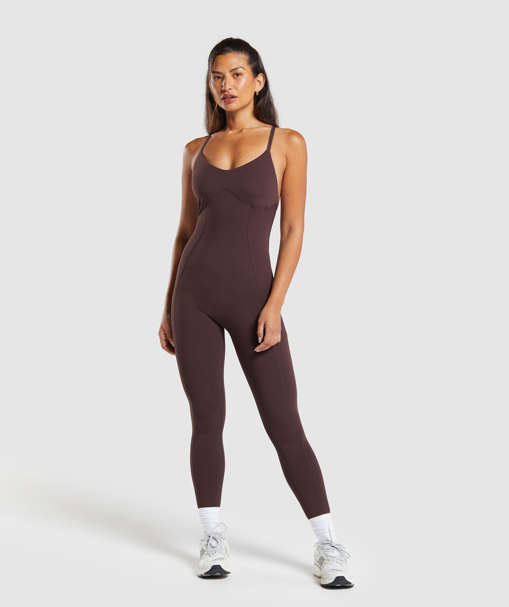 Gymshark Strappy All in One Full length - Heritage Brown Female Product Image