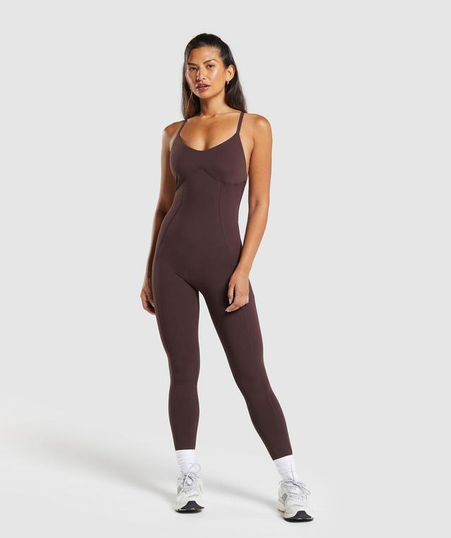 Gymshark Strappy All in One Full length - Heritage Brown Female Product Image