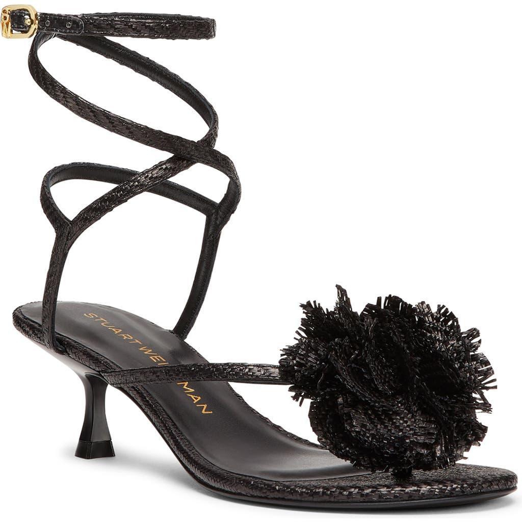 Women's Belize Floral-appliquéd 50mm Raffia Ankle-wrap Sandals In Black Product Image