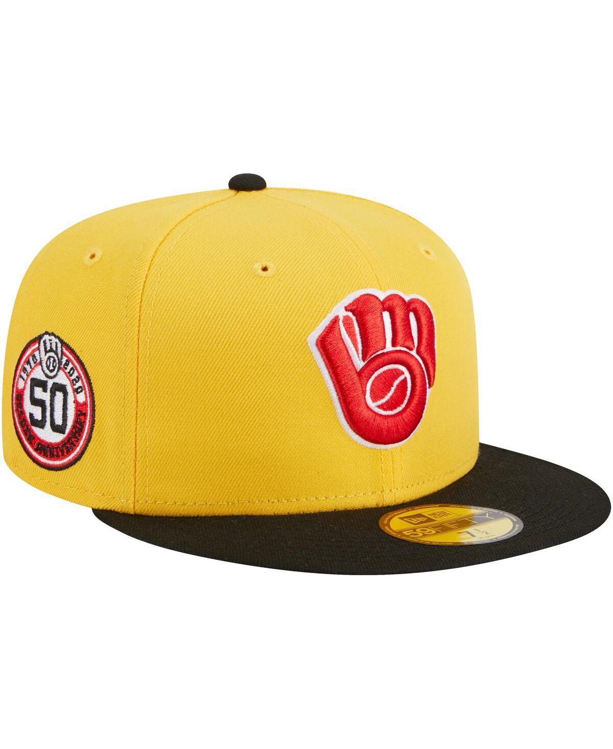 Mens New Era Yellow Milwaukee Brewers Grilled 59FIFTY Fitted Hat - Yellow Product Image