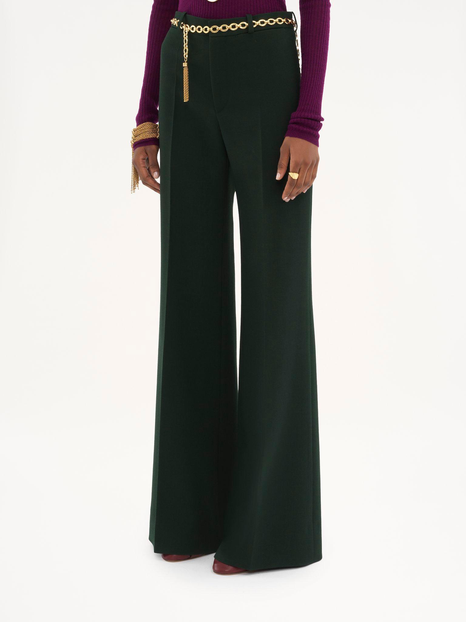 Flared tailored pants in wool crêpe Product Image