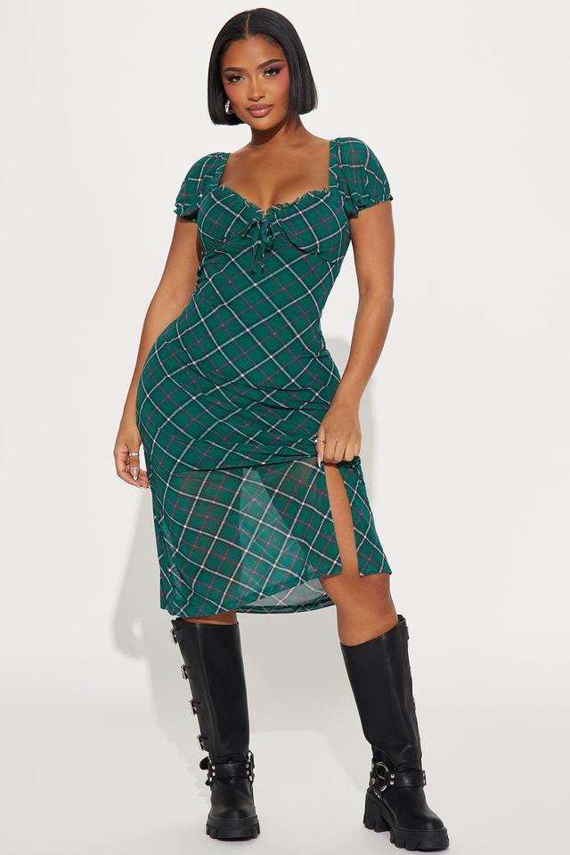 Maggie Plaid Midi Dress - Green/combo Product Image