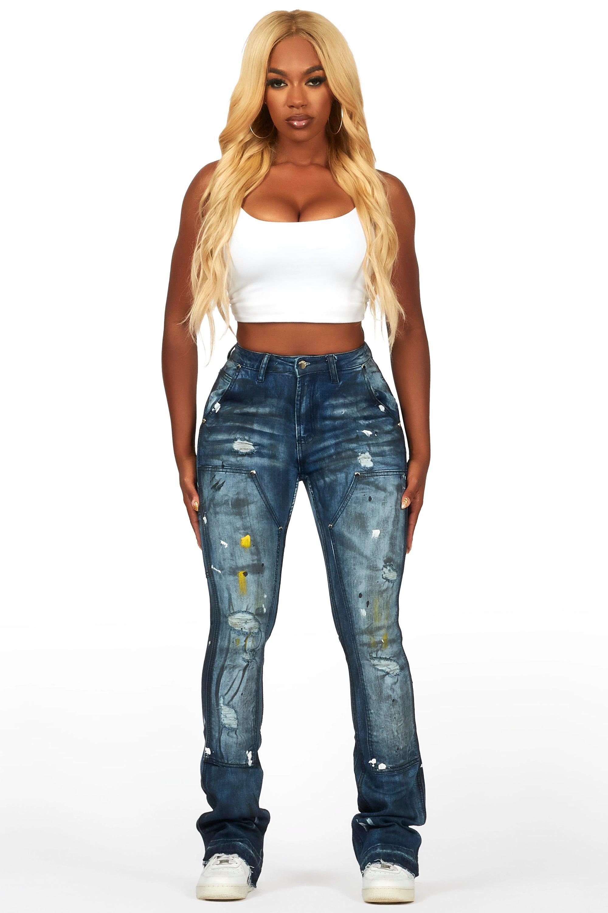 Miesha Light Wash Stacked Flare Jean Female Product Image