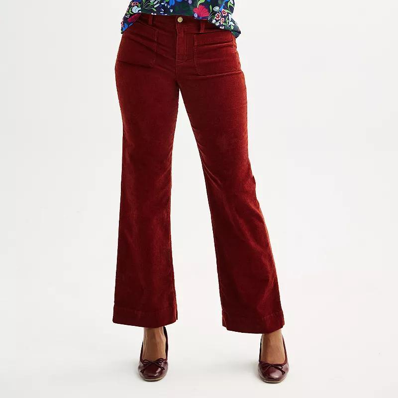 Womens Draper James Wide Leg Corduroy Pants Blue Product Image