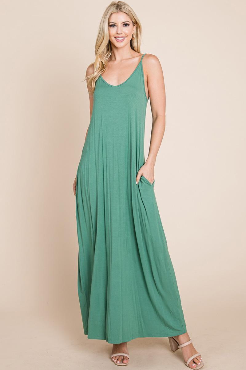 Light Cami Strap Pocketed Jersey Maxi Dress Product Image