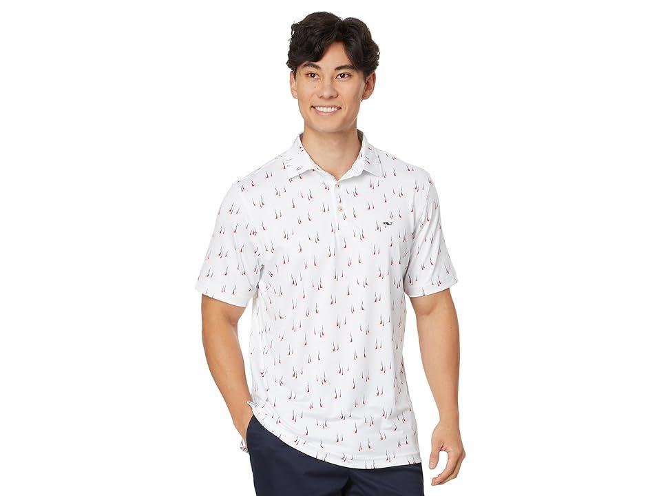 Vineyard Vines Printed Sankaty Polo (Summer Sailing/Racing Red) Men's Clothing Product Image