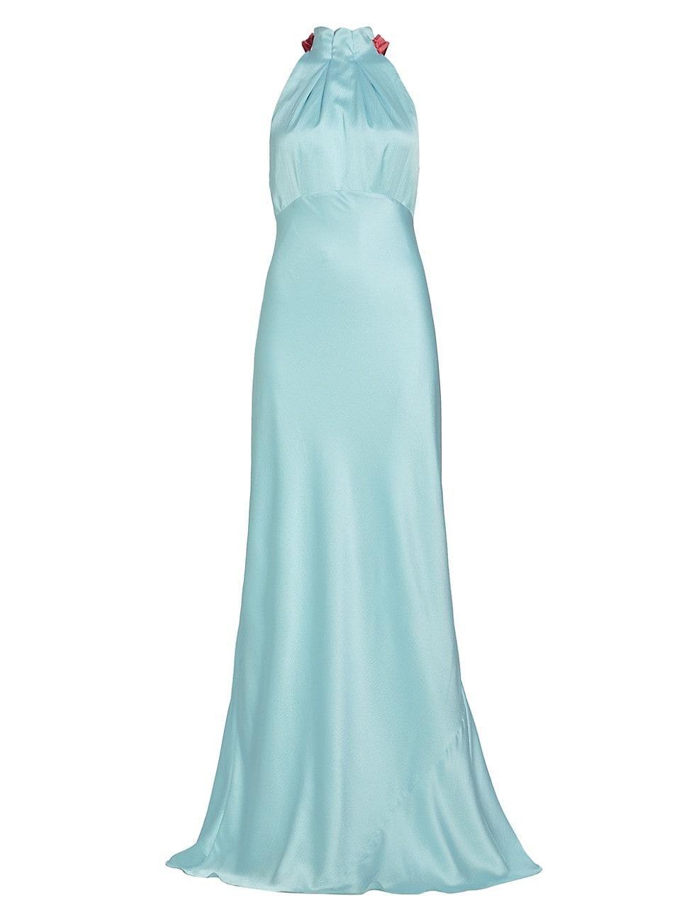 Womens Michelle Silk Halterneck Gown Product Image