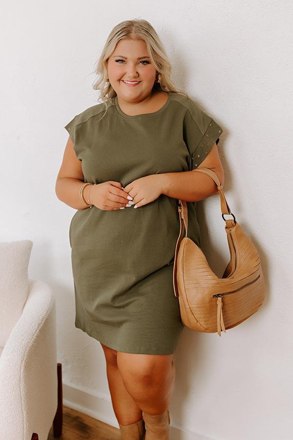 Casual Couture Mini Dress in Olive Curves Product Image