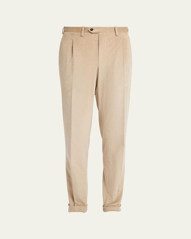 Mens Tan Corduroy Trousers Product Image