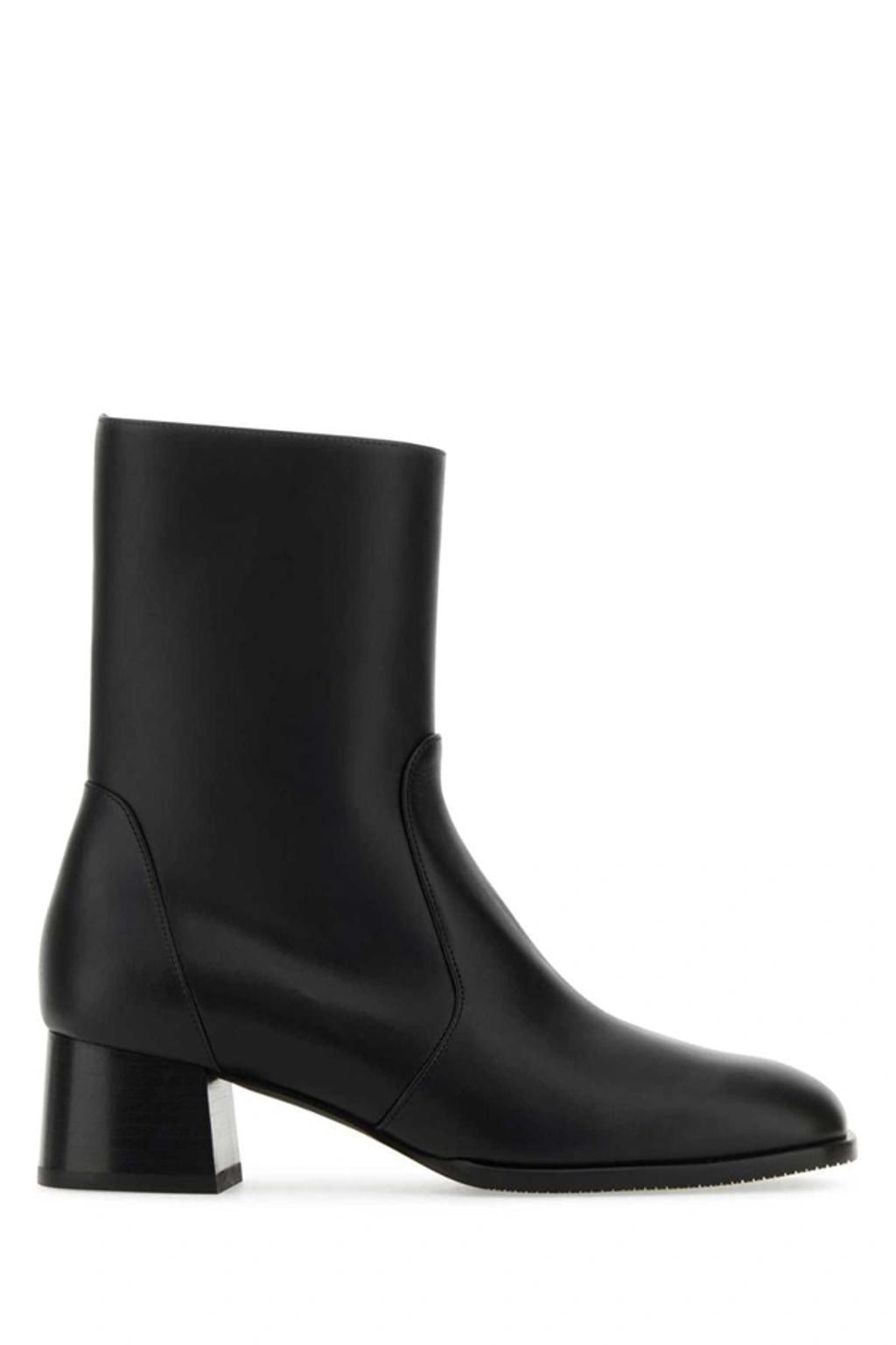 STUART WEITZMAN Leather Zip Ankle Booties In Black Product Image