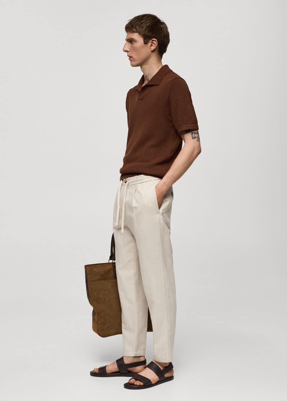 MANGO MAN - Slim-fit pants with drawstring ecruMen Product Image