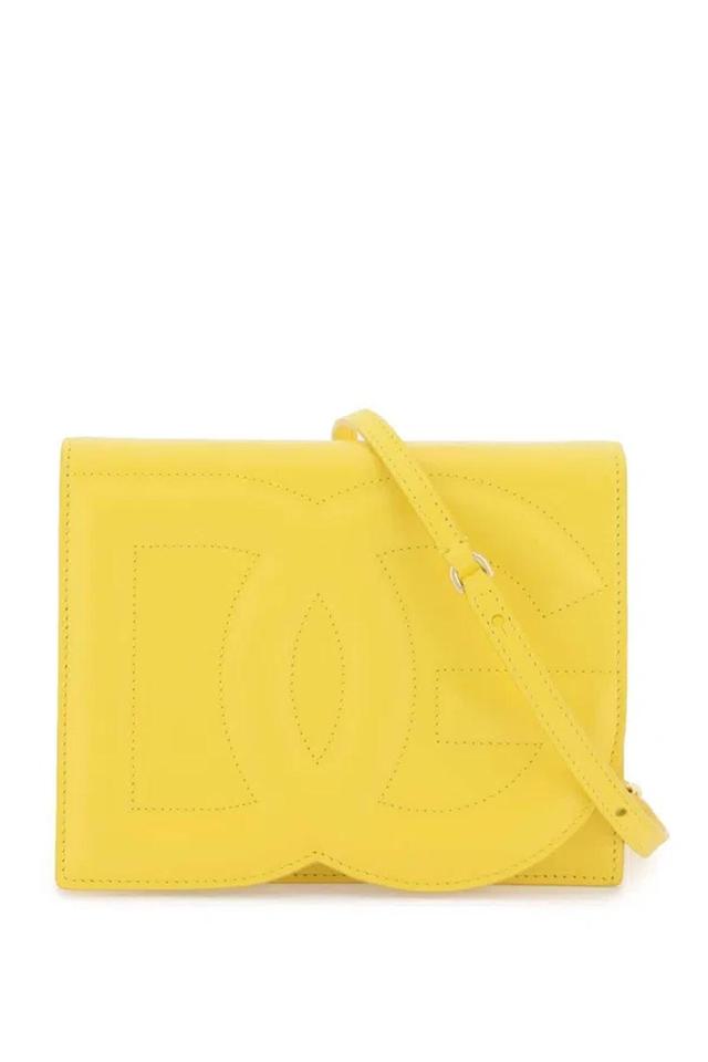 Dg Logo Leather Crossbody Bag In Yellow Product Image