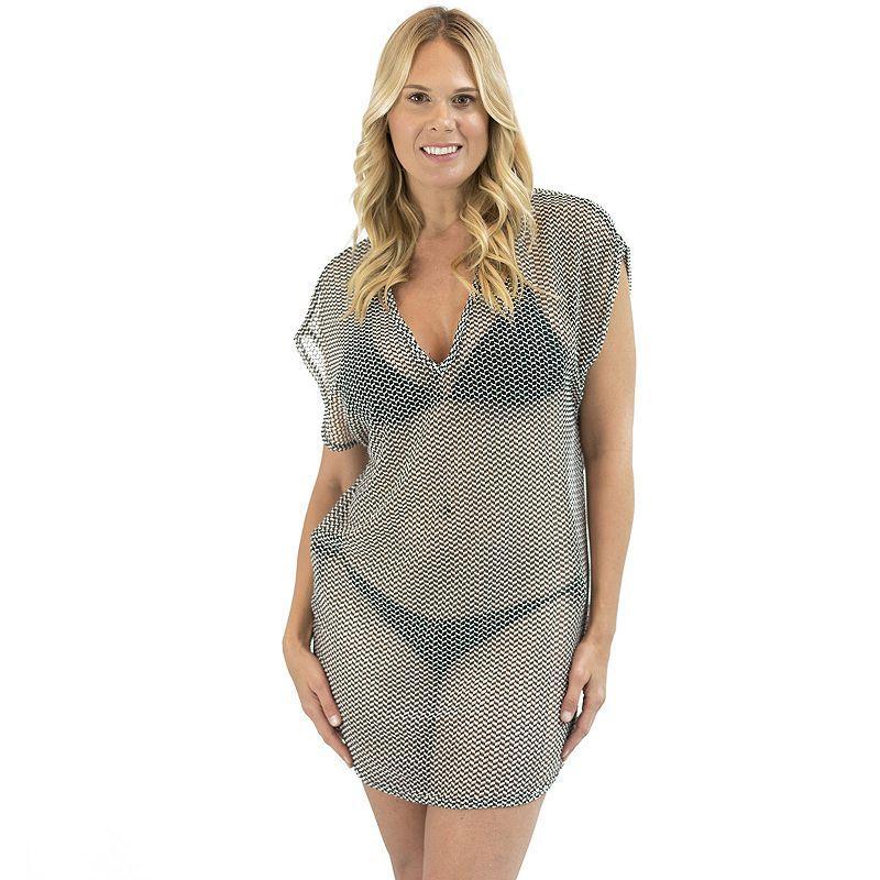 Womens Jordan Taylor Herringbone Sheer Swim Cover-Up Tunic Product Image