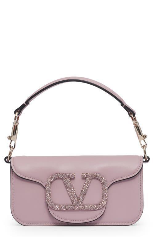 Valentino Garavani Small Loc Crystal Logo Leather Shoulder Bag Product Image