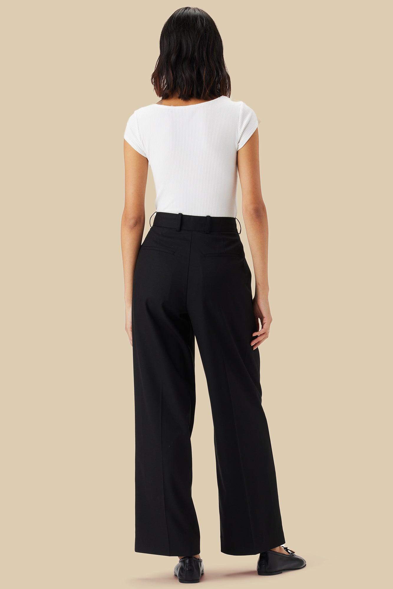 Pleated Wide Leg Trouser - Black Product Image